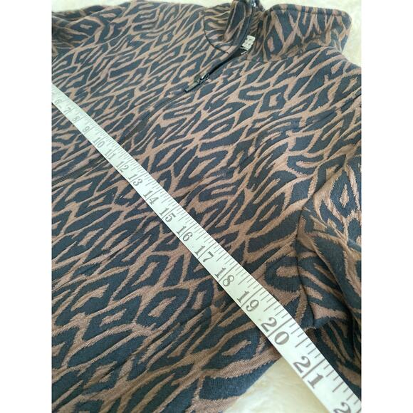 Rafael Sport Animal Print Brown Black Full Zip Stretch‎ Leisure Jacket Sz L - Picture 8 of 9